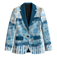 Oktoberfest Bavarian Heritage Blazer Edelweiss Beer Festival Blue Pattern