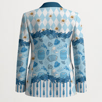Oktoberfest Bavarian Heritage Blazer Edelweiss Beer Festival Blue Pattern