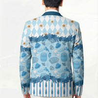 Oktoberfest Bavarian Heritage Blazer Edelweiss Beer Festival Blue Pattern