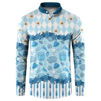 Oktoberfest Bavarian Heritage Button Sweatshirt Edelweiss Beer Festival Blue Pattern