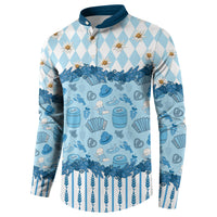 Oktoberfest Bavarian Heritage Button Sweatshirt Edelweiss Beer Festival Blue Pattern