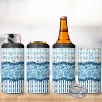 Oktoberfest Bavarian Heritage 4 in 1 Can Cooler Tumbler Edelweiss Beer Festival Blue Pattern