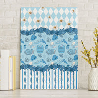 Oktoberfest Bavarian Heritage Canvas Wall Art Edelweiss Beer Festival Blue Pattern