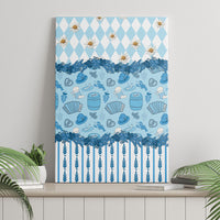 Oktoberfest Bavarian Heritage Canvas Wall Art Edelweiss Beer Festival Blue Pattern