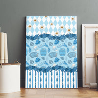 Oktoberfest Bavarian Heritage Canvas Wall Art Edelweiss Beer Festival Blue Pattern
