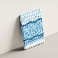 Oktoberfest Bavarian Heritage Canvas Wall Art Edelweiss Beer Festival Blue Pattern