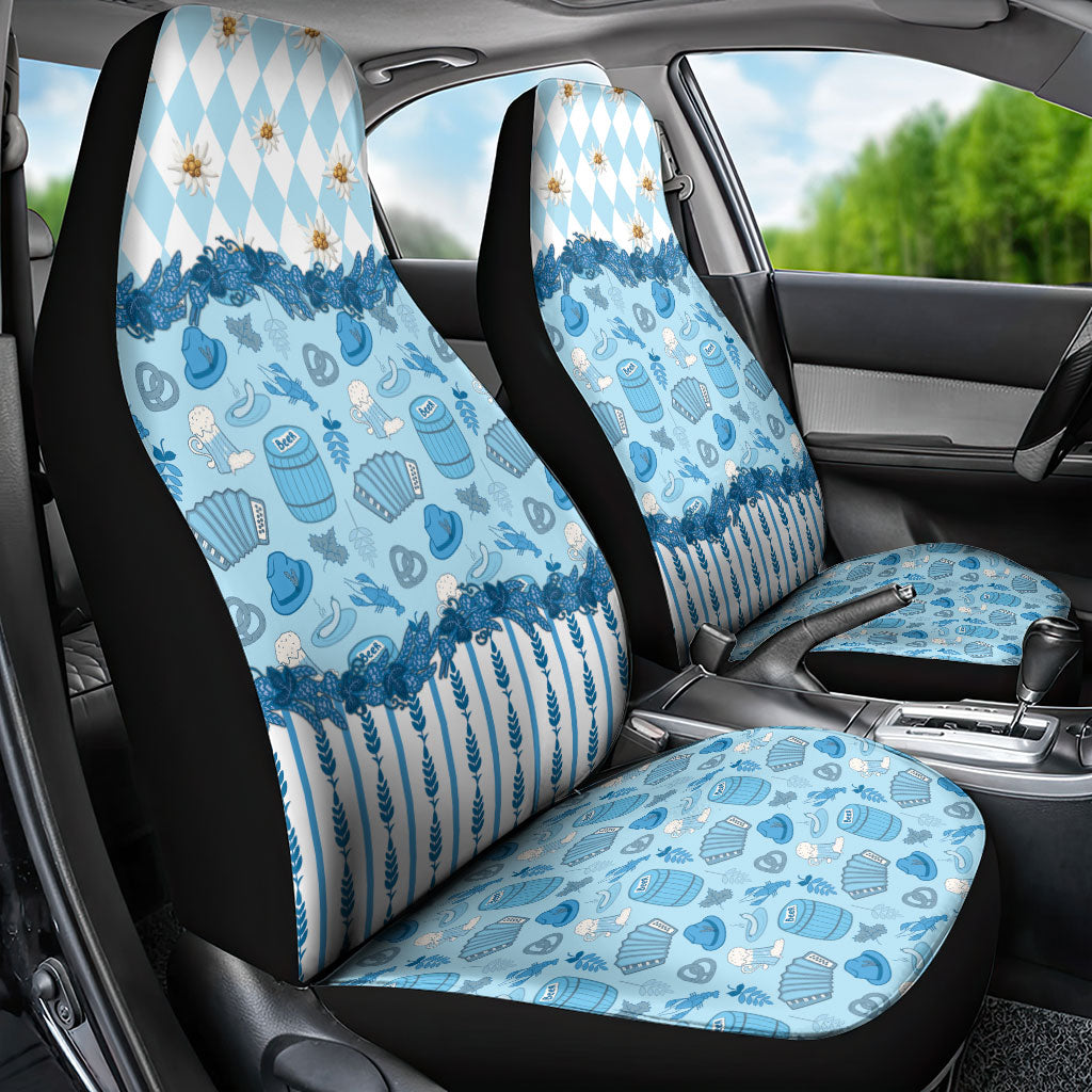 Oktoberfest Bavarian Heritage Car Seat Cover Edelweiss Beer Festival Blue Pattern