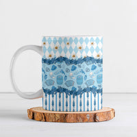 Oktoberfest Bavarian Heritage Ceramic Mug Edelweiss Beer Festival Blue Pattern