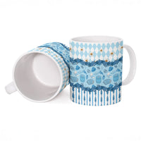 Oktoberfest Bavarian Heritage Ceramic Mug Edelweiss Beer Festival Blue Pattern