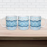 Oktoberfest Bavarian Heritage Ceramic Mug Edelweiss Beer Festival Blue Pattern