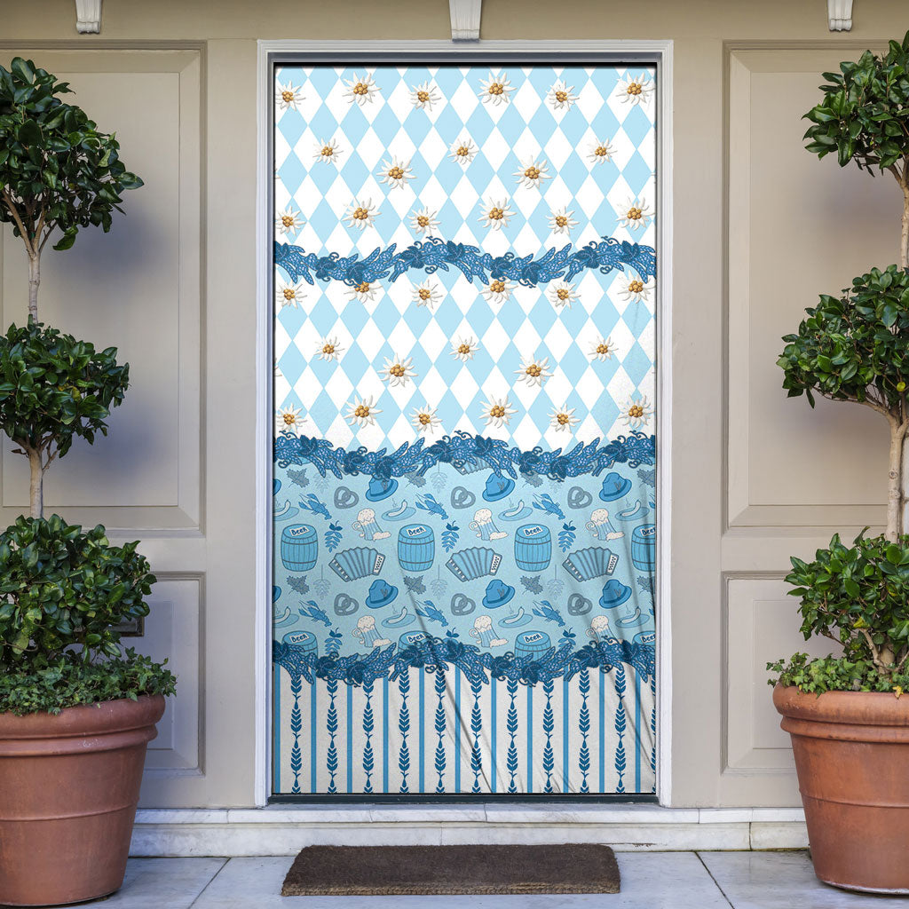 Oktoberfest Bavarian Heritage Door Cover Edelweiss Beer Festival Blue Pattern