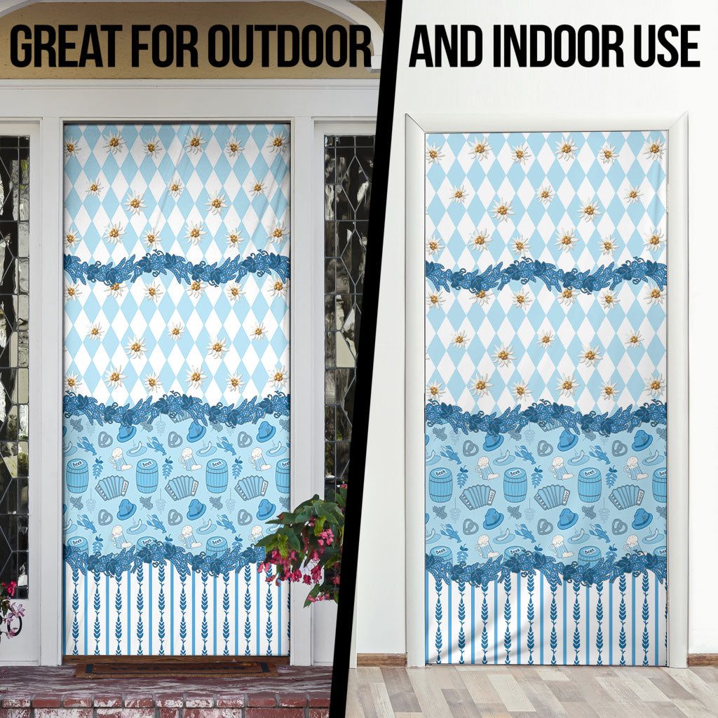 Oktoberfest Bavarian Heritage Door Cover Edelweiss Beer Festival Blue Pattern