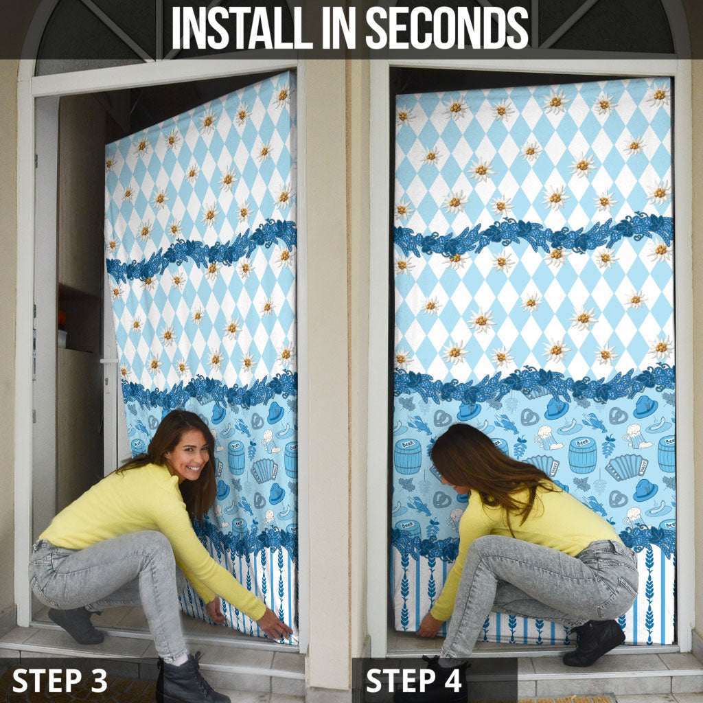 Oktoberfest Bavarian Heritage Door Cover Edelweiss Beer Festival Blue Pattern