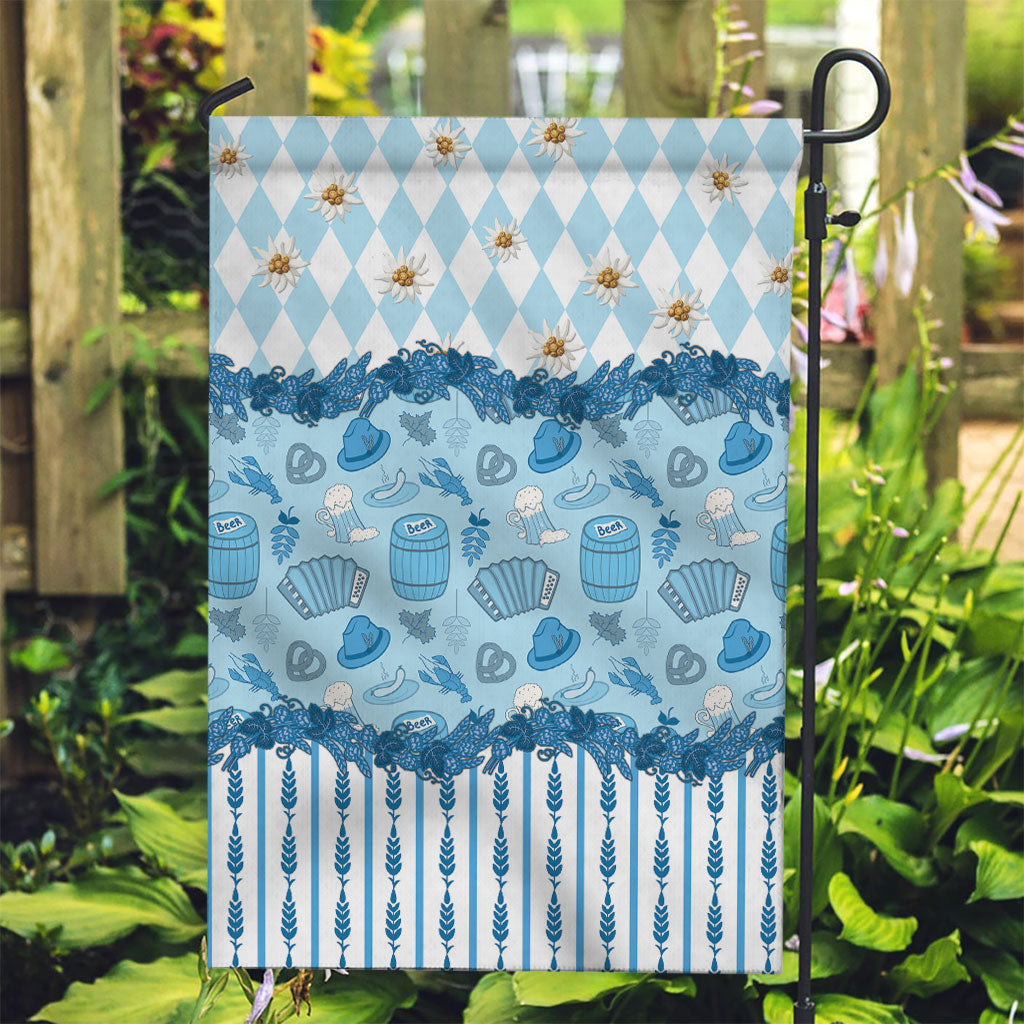 Oktoberfest Bavarian Heritage Garden Flag Edelweiss Beer Festival Blue Pattern