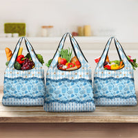 Oktoberfest Bavarian Heritage Grocery Bag Edelweiss Beer Festival Blue Pattern