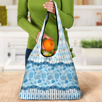 Oktoberfest Bavarian Heritage Grocery Bag Edelweiss Beer Festival Blue Pattern