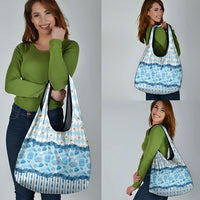 Oktoberfest Bavarian Heritage Grocery Bag Edelweiss Beer Festival Blue Pattern
