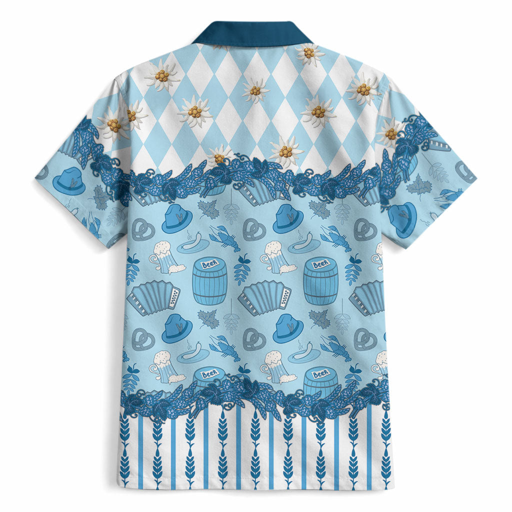 Oktoberfest Bavarian Heritage Hawaiian Shirt Edelweiss Beer Festival Blue Pattern