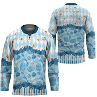 Oktoberfest Bavarian Heritage Hockey Jersey Edelweiss Beer Festival Blue Pattern