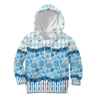 Oktoberfest Bavarian Heritage Kid Hoodie Edelweiss Beer Festival Blue Pattern