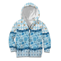 Oktoberfest Bavarian Heritage Kid Hoodie Edelweiss Beer Festival Blue Pattern