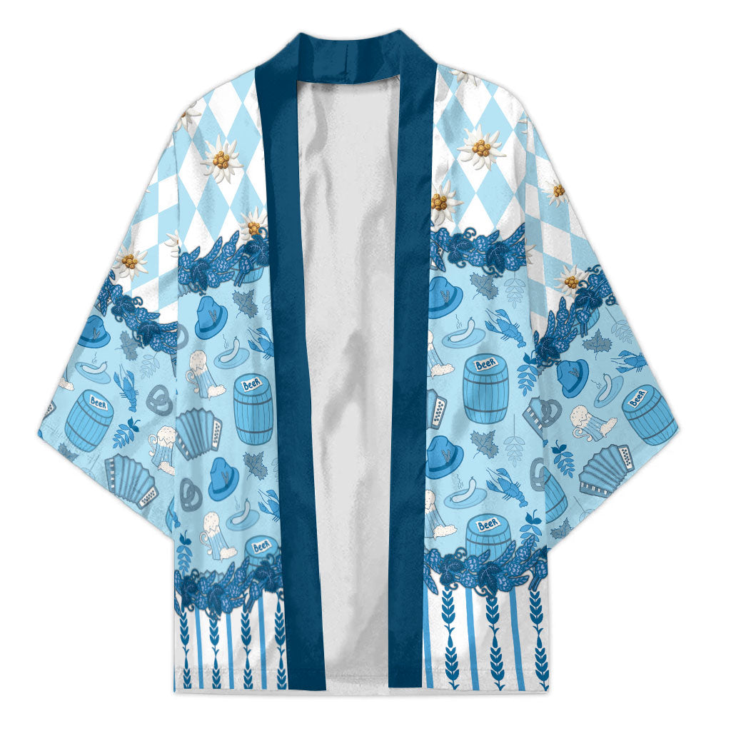 Oktoberfest Bavarian Heritage Kimono Edelweiss Beer Festival Blue Pattern