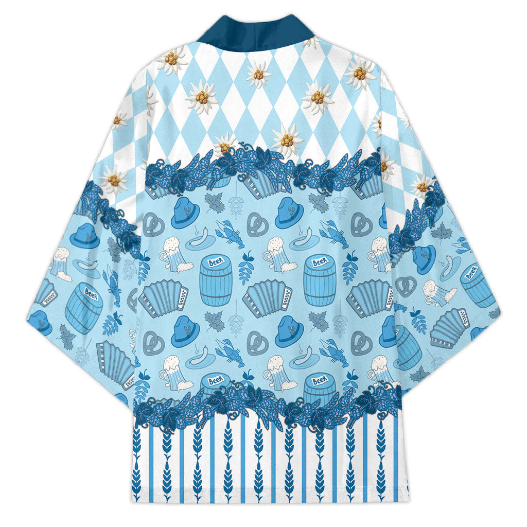 Oktoberfest Bavarian Heritage Kimono Edelweiss Beer Festival Blue Pattern