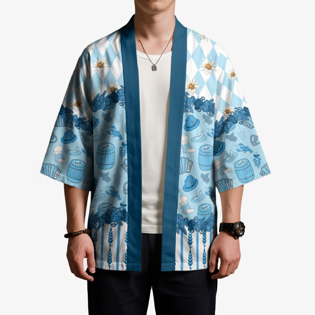 Oktoberfest Bavarian Heritage Kimono Edelweiss Beer Festival Blue Pattern