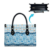 Oktoberfest Bavarian Heritage Leather Bag Edelweiss Beer Festival Blue Pattern