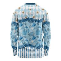 Oktoberfest Bavarian Heritage Long Sleeve Shirt Edelweiss Beer Festival Blue Pattern
