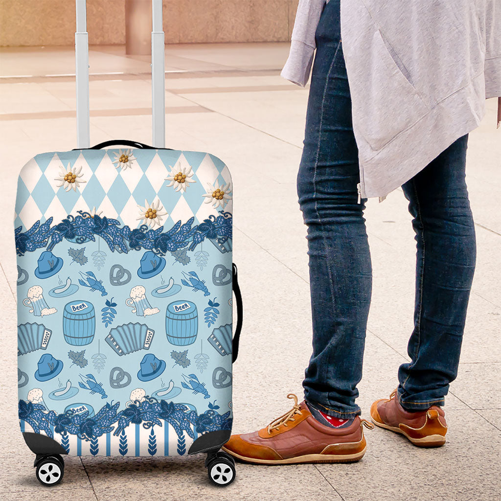Oktoberfest Bavarian Heritage Luggage Cover Edelweiss Beer Festival Blue Pattern