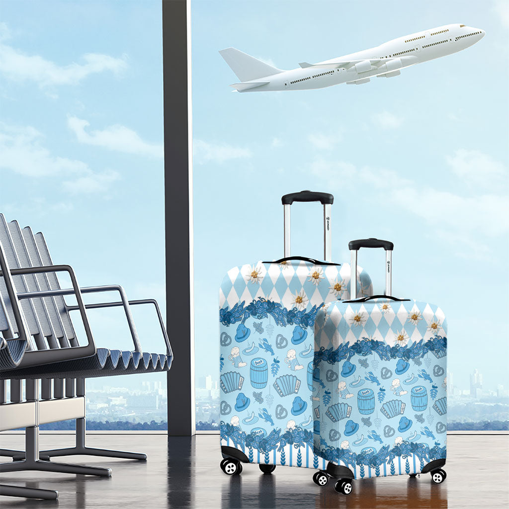 Oktoberfest Bavarian Heritage Luggage Cover Edelweiss Beer Festival Blue Pattern