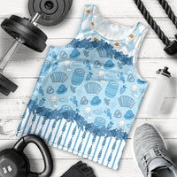 Oktoberfest Bavarian Heritage Men Tank Top Edelweiss Beer Festival Blue Pattern