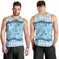 Oktoberfest Bavarian Heritage Men Tank Top Edelweiss Beer Festival Blue Pattern