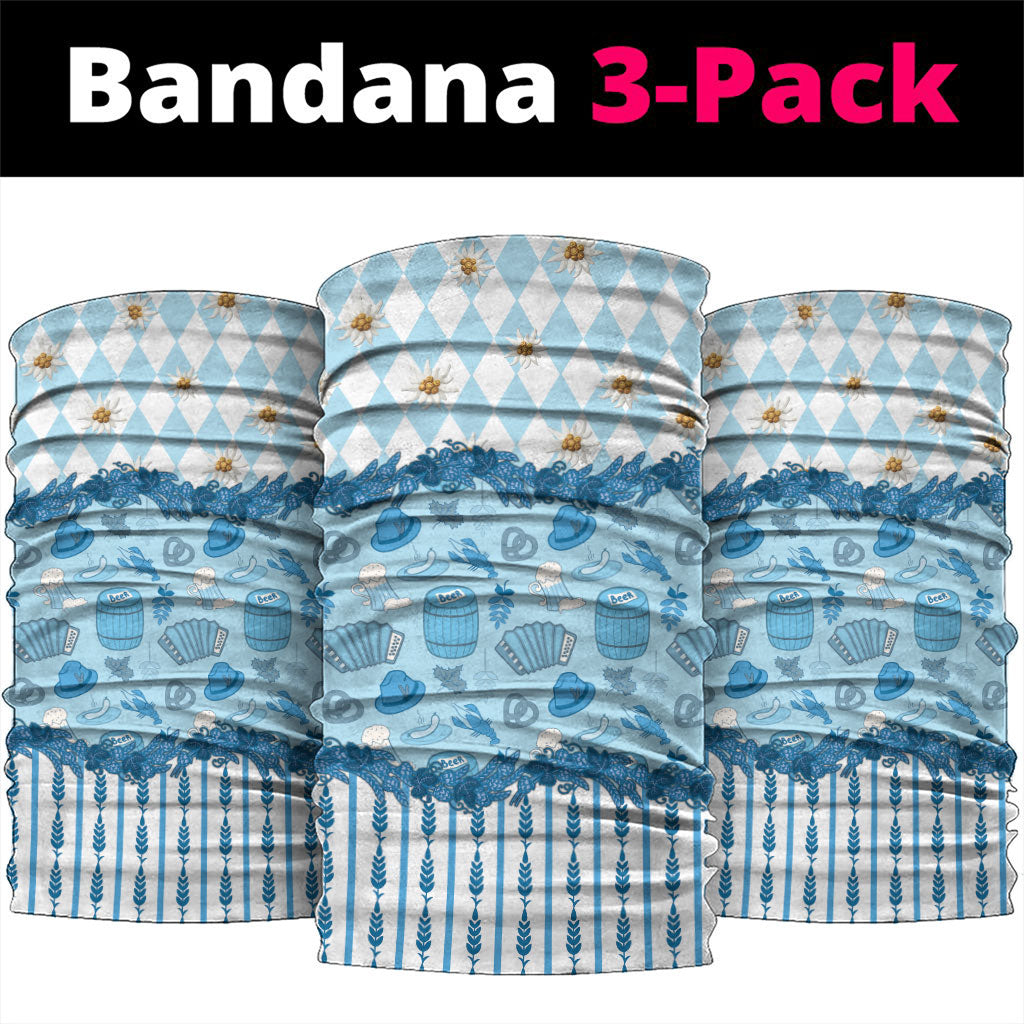 Oktoberfest Bavarian Heritage Neck Gaiter Edelweiss Beer Festival Blue Pattern