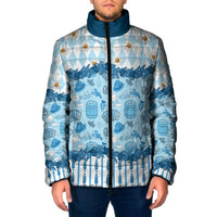 Oktoberfest Bavarian Heritage Padded Jacket Edelweiss Beer Festival Blue Pattern