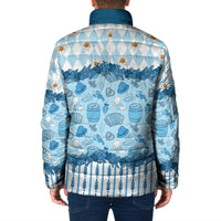 Oktoberfest Bavarian Heritage Padded Jacket Edelweiss Beer Festival Blue Pattern