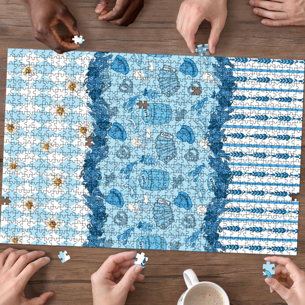 Oktoberfest Bavarian Heritage Puzzle Edelweiss Beer Festival Blue Pattern