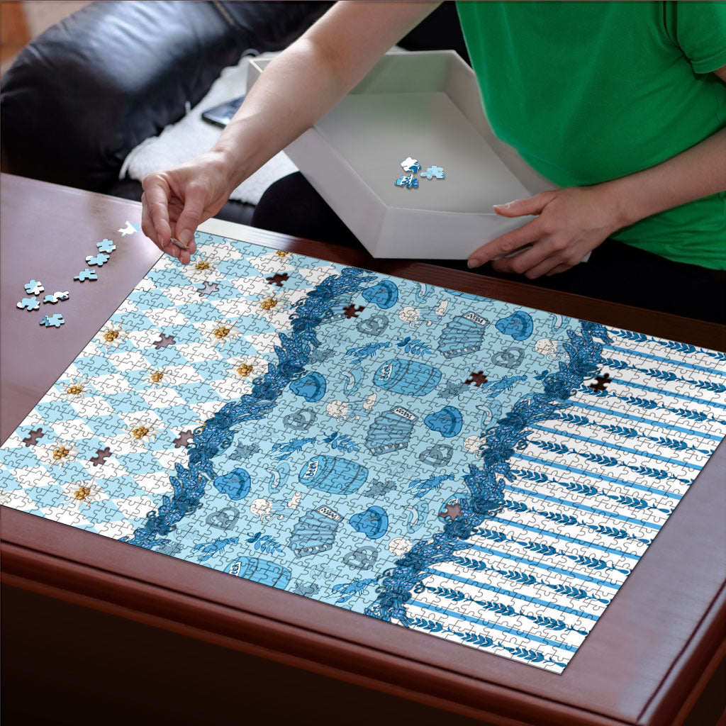 Oktoberfest Bavarian Heritage Puzzle Edelweiss Beer Festival Blue Pattern