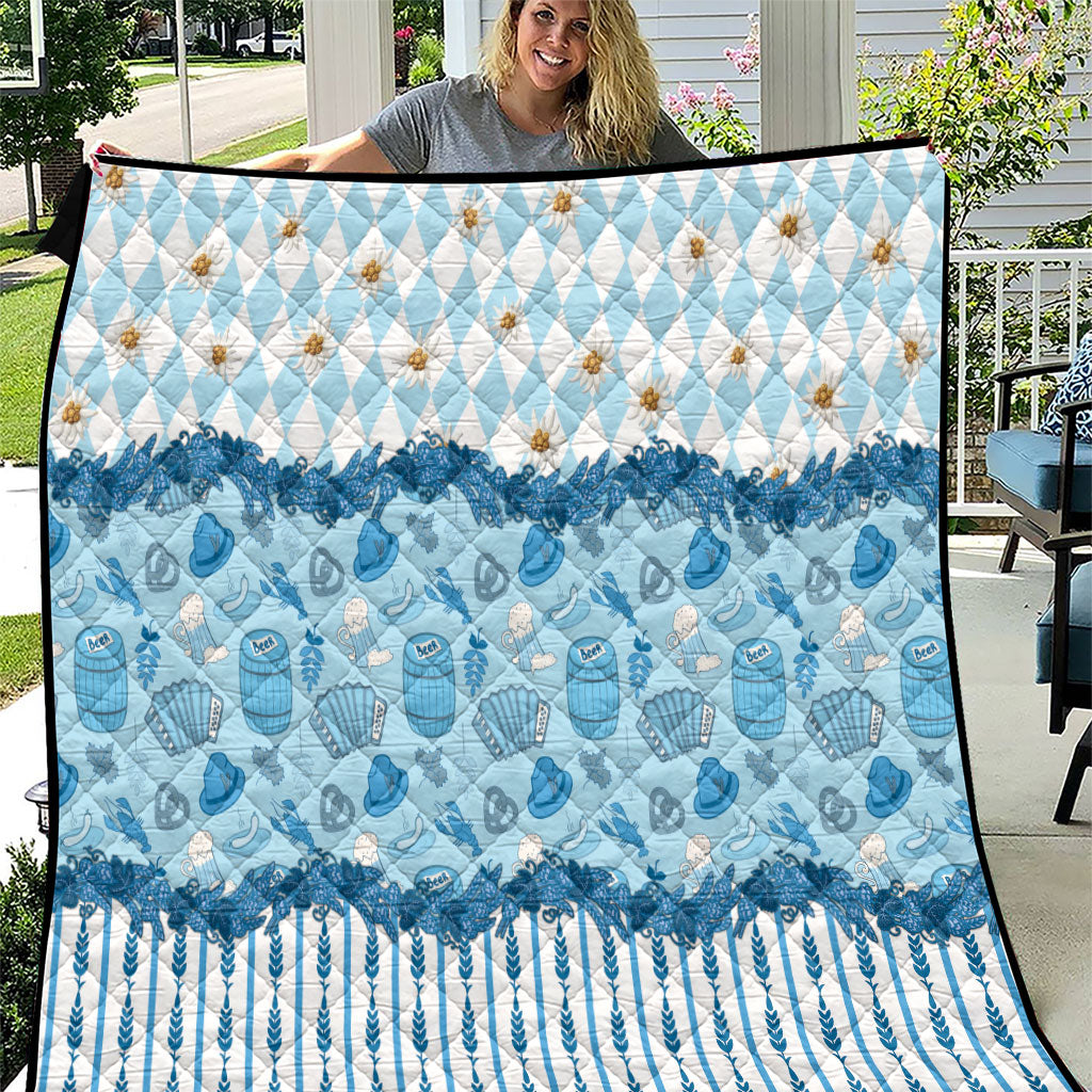 Oktoberfest Bavarian Heritage Quilt Edelweiss Beer Festival Blue Pattern