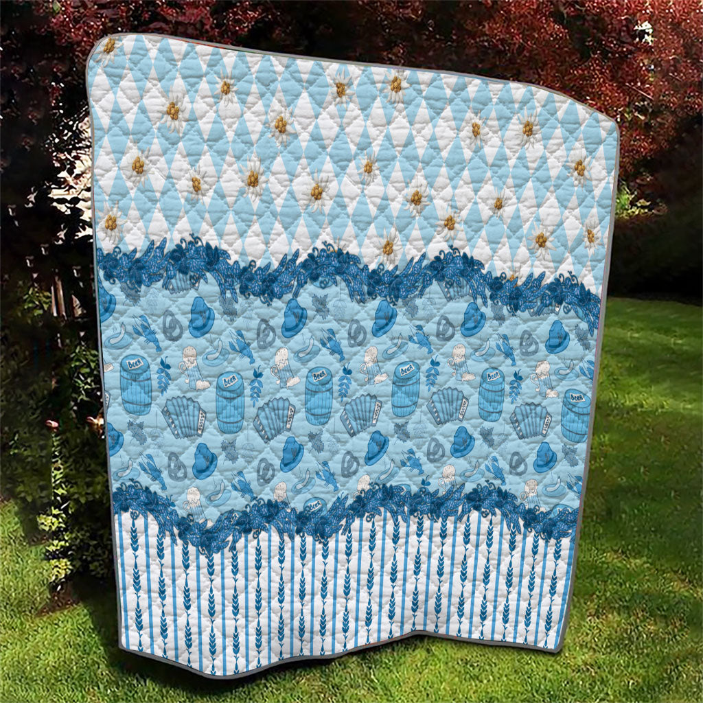 Oktoberfest Bavarian Heritage Quilt Edelweiss Beer Festival Blue Pattern