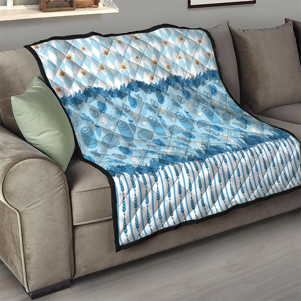 Oktoberfest Bavarian Heritage Quilt Edelweiss Beer Festival Blue Pattern