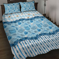 Oktoberfest Bavarian Heritage Quilt Bed Set Edelweiss Beer Festival Blue Pattern
