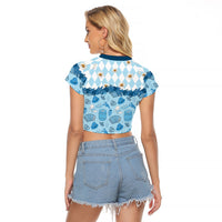 Oktoberfest Bavarian Heritage Raglan Cropped T Shirt Edelweiss Beer Festival Blue Pattern