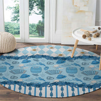 Oktoberfest Bavarian Heritage Round Carpet Edelweiss Beer Festival Blue Pattern
