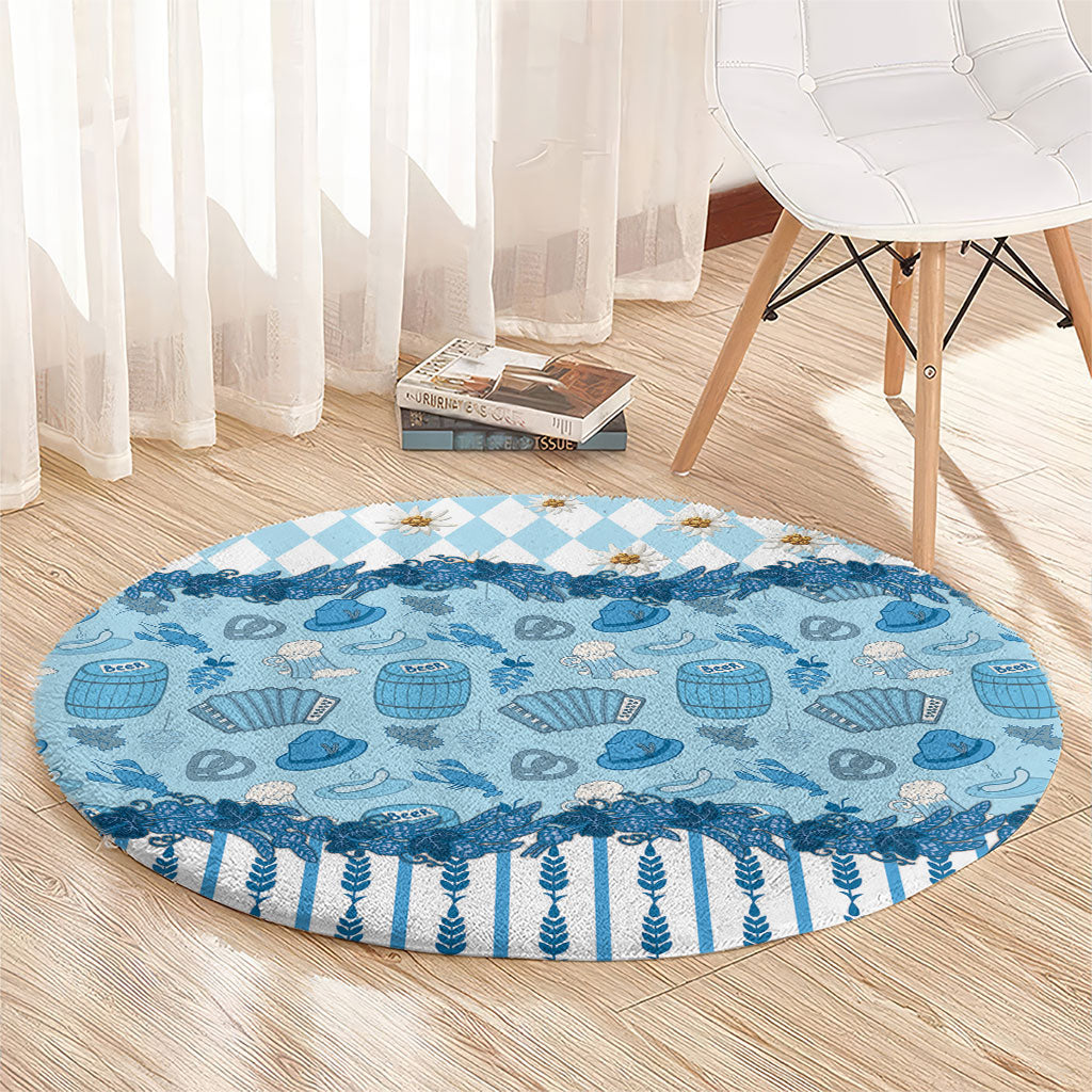 Oktoberfest Bavarian Heritage Round Carpet Edelweiss Beer Festival Blue Pattern