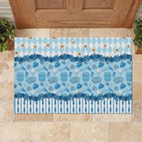 Oktoberfest Bavarian Heritage Rubber Doormat Edelweiss Beer Festival Blue Pattern