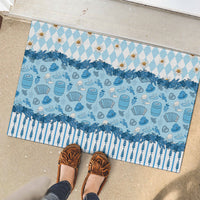 Oktoberfest Bavarian Heritage Rubber Doormat Edelweiss Beer Festival Blue Pattern