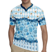 Oktoberfest Bavarian Heritage Rugby Jersey Edelweiss Beer Festival Blue Pattern