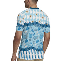 Oktoberfest Bavarian Heritage Rugby Jersey Edelweiss Beer Festival Blue Pattern